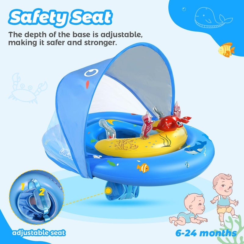 LAYCOL Baby Pool Float with UPF50+ Sun Protection Canopy & Toy Play Console，Infant Baby Float for Pool，Adjustable Safety Seat，Toddler Float for 6-24 Months - Image 5